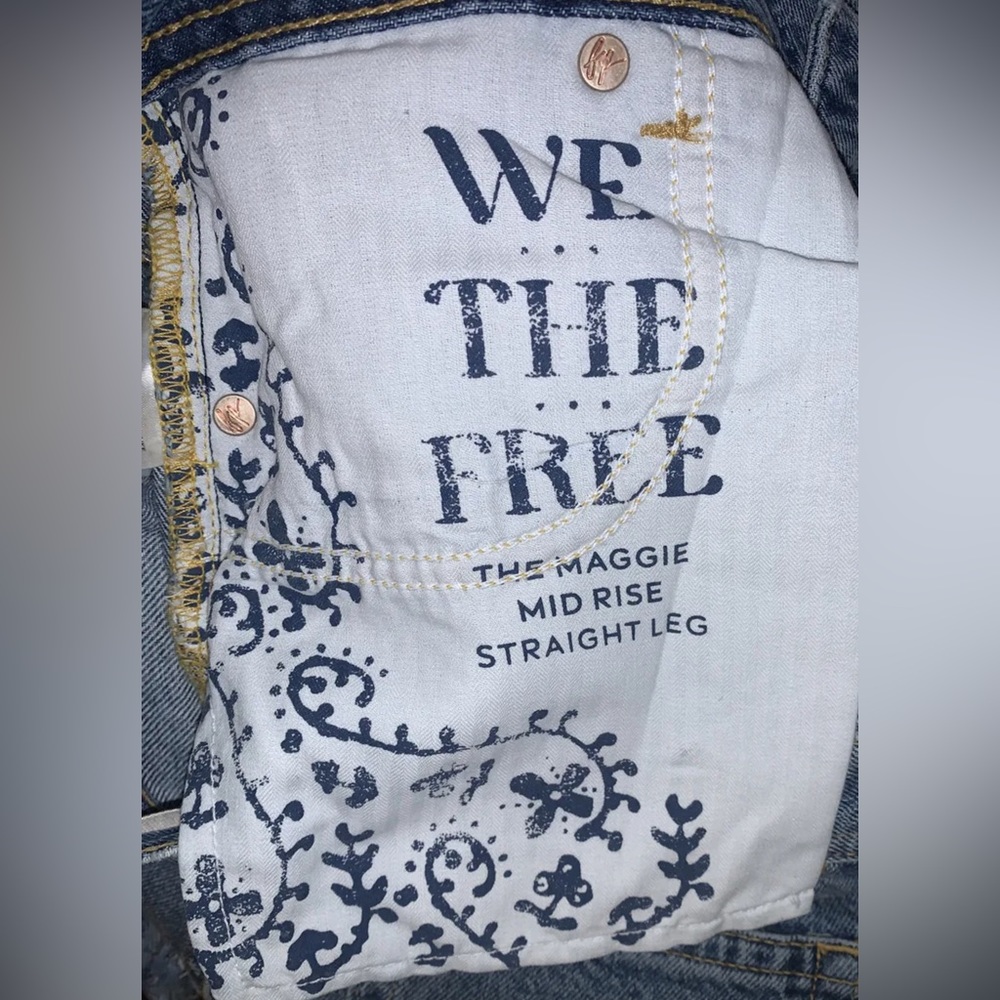 Free People Maggie Mid-Rise Straight-Leg Cropped Jeans Blue NWT - Picture 10 of 13